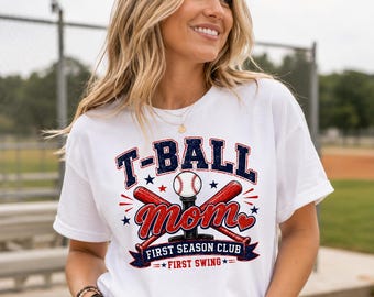 T-shirt för mamma, första säsongens klubbtröja, basebollmamma, gåva för ungdomar, basebolltröja för sportmamma, matchdagskläder, första swing-tröja med grafisk design**