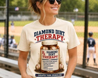 Camiseta de mamá de béisbol, camiseta Diamond Dirt Therapy, camiseta divertida para padres de deportistas, camiseta de viaje para mamás de pelotas, ropa gráfica para aficionados, camiseta de béisbol vintage, camiseta deportiva
