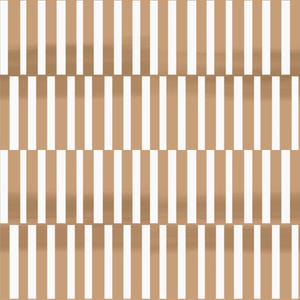 May include: A repeating pattern of vertical white stripes against a tan background. The stripes are evenly spaced and create a simple, geometric design. The pattern is suitable for various applications, such as fabric or wallpaper.