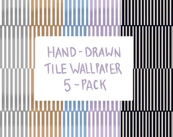 Five Pack Rectangular Tile Pattern Digital Wallpaper PNG Black Blue Brown Gray Purple