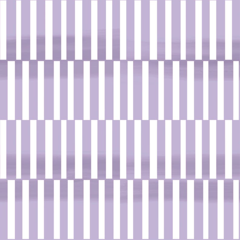 May include: A repeating pattern of vertical stripes in alternating shades of lavender and white. The stripes are evenly spaced, creating a clean and modern design. The color palette is soft and calming, suitable for various applications.