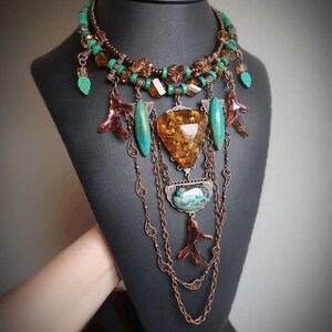 Turquoise Bib Necklace Earring Statement Jewelry image 5