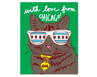 Chicago Cat Art Print