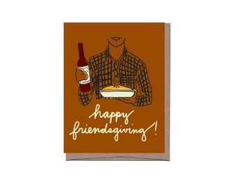 Happy Friendsgiving Card - Handcut Collage, Kraft Envelope