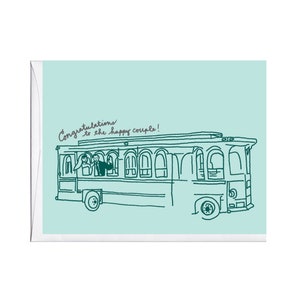 Tarjeta de boda con carrito
