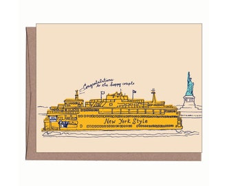Tarjeta de boda en el ferry de Nueva York