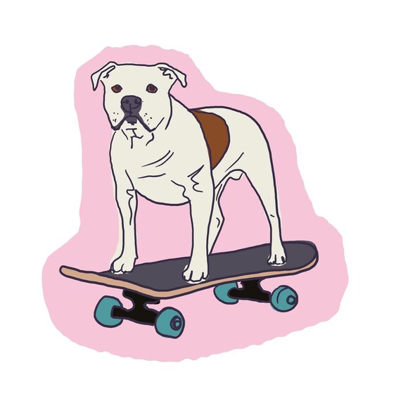 Dog on Skateboard Waterproof Sticker - Etsy