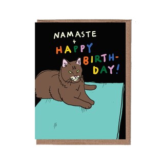 Gooji Biglietto Di Compleanno Gatto Yoga 12,7x17,8 Cm | Biglietto Auguri Divertente Per Amanti Dei Gatti Con Busta Ecologica