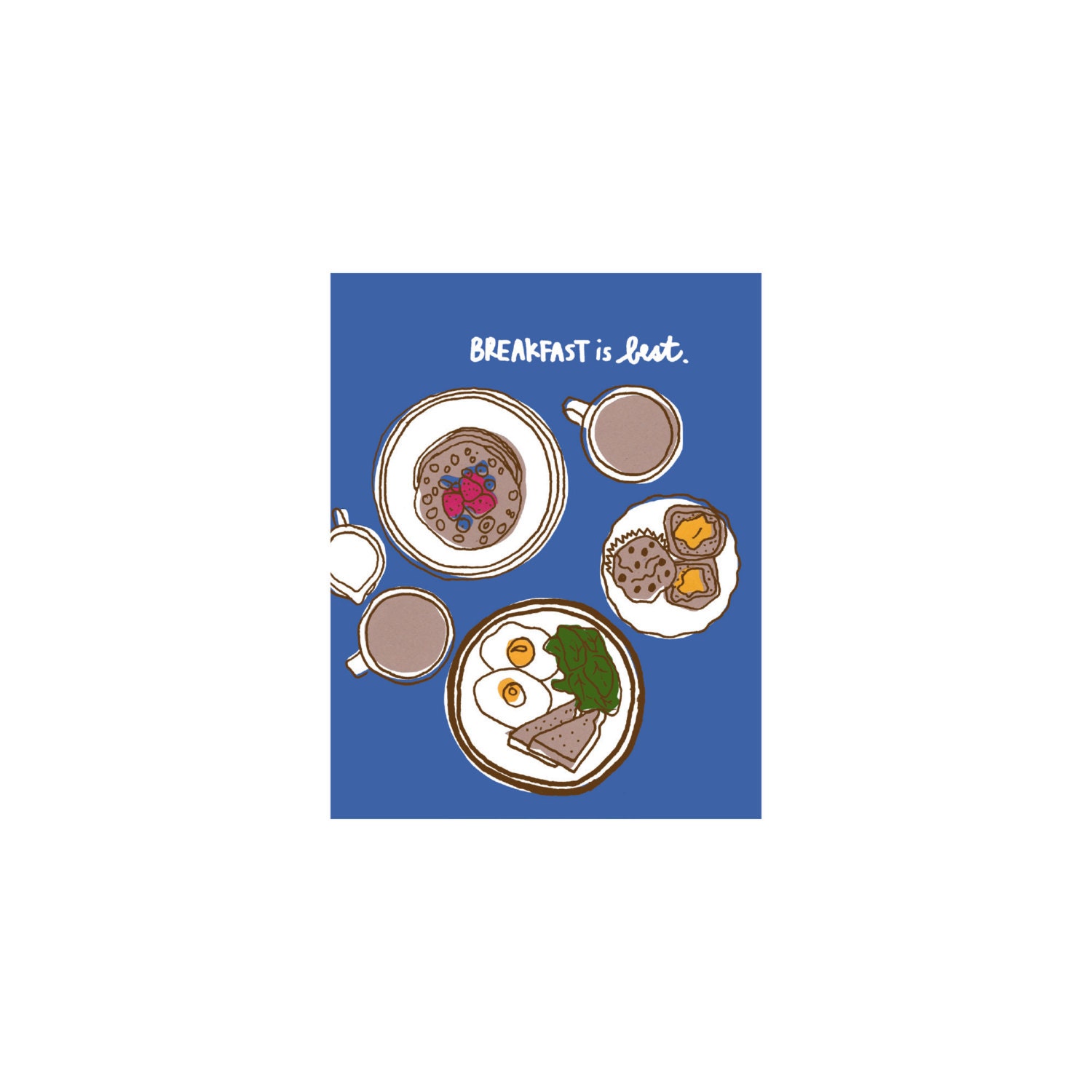 Impresión artística de bodegón de desayuno: ilustración de comida ...