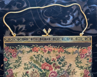 Vintage 1920s needlepoint purse with silver frame