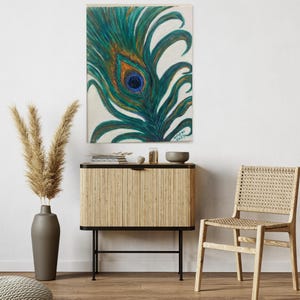 100% hand painted Acrylic painting on high quality canvas! Hand-Painted Peacock Artwork Large Canvas Wall Art
