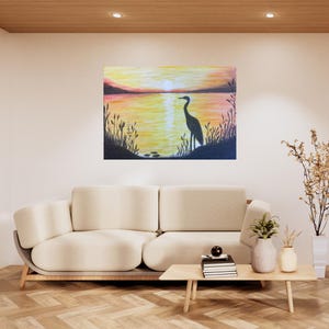 100% hand painted Acrylic painting on high quality canvas! Hand-Painted Wildlife Artwork Large Canvas Wall Art Crane Painting Artwork
