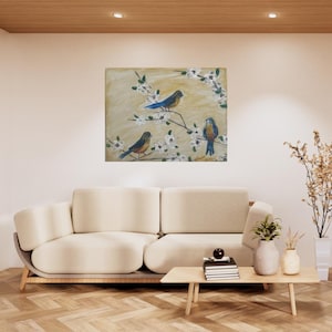 100% hand painted Acrylic painting on high quality canvas! Hand-Painted Birds Artwork Large Canvas Wall Art Birds Painting Artwork