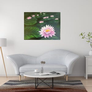 100% hand painted Acrylic painting on high quality canvas! Hand-Painted Flower Artwork Large Canvas Wall Art Lotus Painting Artwork