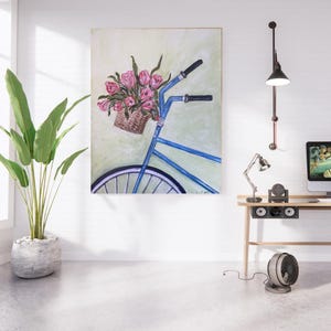 100% hand painted Acrylic painting on high quality canvas! Hand-Painted Bike Artwork Large Canvas Wall Art Bike Painting Artwork
