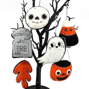 Happy Halloween Felt Ornaments PDF Pattern [Set 2] Easy-to-Make-and-Stitch - DIY Handmade Holiday Decor and Gifts Plus Optional SVG Files