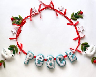 Peace Dove Felt Christmas Garland Pattern Digital Download PDF Plus SVG Cutting Files DIY Gift for Christmas, Winter Holidays, or Year Round