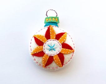 Felt Ornament Sewing Pattern, Retro Modern Bauble (PDF Pattern)