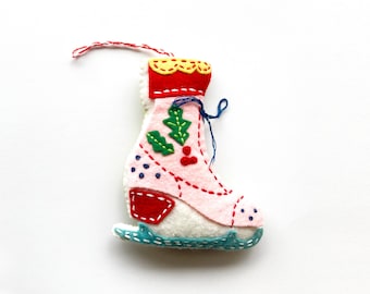 Handmade Felt Christmas Skate Ornament Sewing Pattern (PDF + SVG)