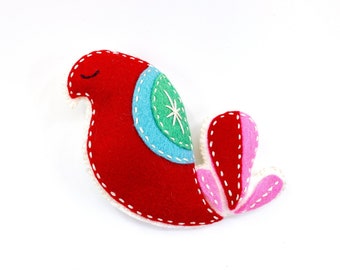 Felt Bird Ornament Pattern, Retro Modern DIY Christmas Decor (PDF Pattern)
