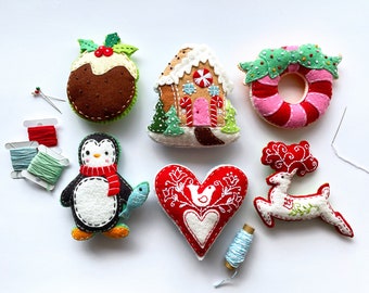 Nordic Felt Ornament Pattern Set – DIY Christmas Ornaments (PDF Download)