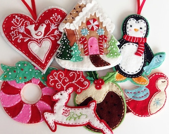 Nordic Felt Christmas Ornament Pattern Set Digital Download