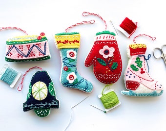 Winter Wonderland Felt Ornament Sewing Patterns – Christmas Embroidery (PDF Pattern)