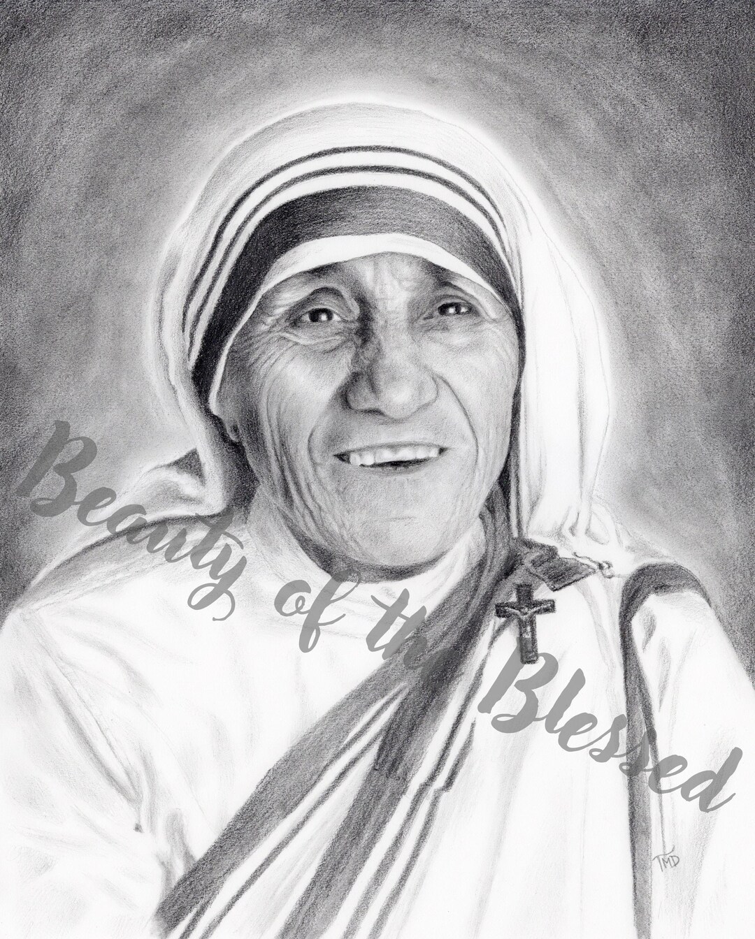 Saint Teresa of Calcutta Portrait | Mother Teresa Black and White