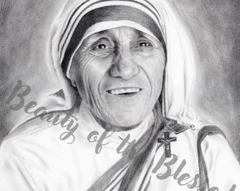 Mother Teresa Charcoal Portrait - Etsy