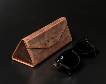 Foldable Leather Glasses Case, Glasses Holder, Personalized Glasses Holder, Handmade Gift, Custom Gift, Grandma Gift, Mom Gift, Unisex