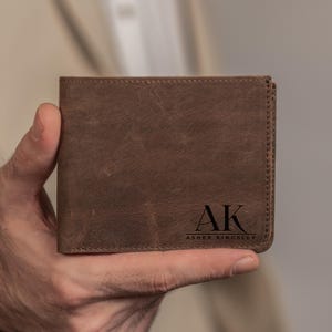 Billetera de cuero personalizada de tres pliegues, billetera para hombre, billetera personalizada, billetera personalizada, billetera de tres pliegues, regalo hecho a mano, regalo personalizado