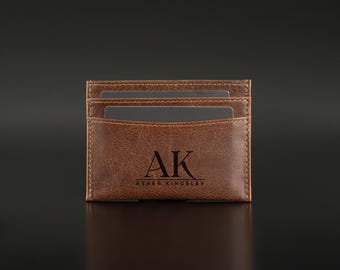 Full Grain Leather Card Holder - Minimalist Slim Wallet - Business Credit Card Holder