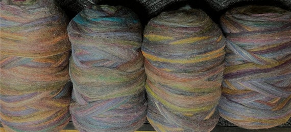 Stunning Deep Tones Mill End Roving Montage Merino/Silk/Corriedale/Alpaca Beautiful Heather Colorway 1, 2, 4 or 8 Oz SUPER FAST SHIPPING!