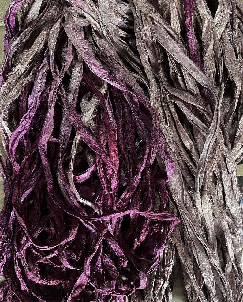 Razzle Dazzle Beet Juice Recycled Sari Silk Ribbon Yarn 5 10 Etsy