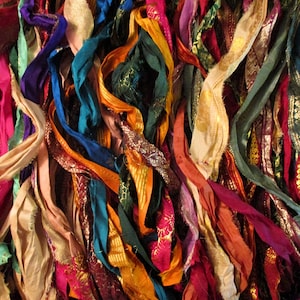 Gorgeous Brocade Persian Bazaar Recycled Sari Silk Ribbon 5 - 10 Yards or Full Skein BOHO Jewelry Making SUPER FAST Shipping!