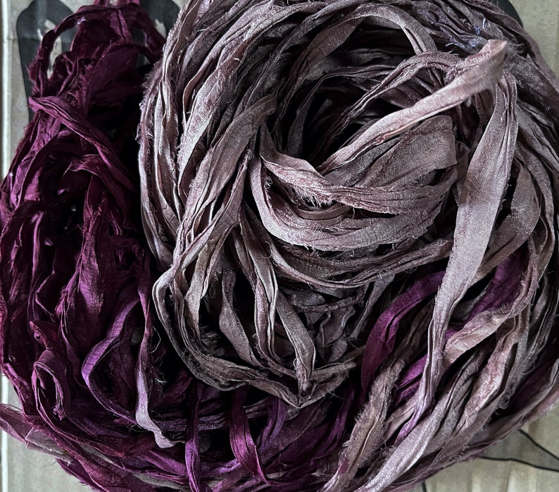 Razzle Dazzle Beet Juice Recycled Sari Silk Ribbon Yarn 5 10 Etsy