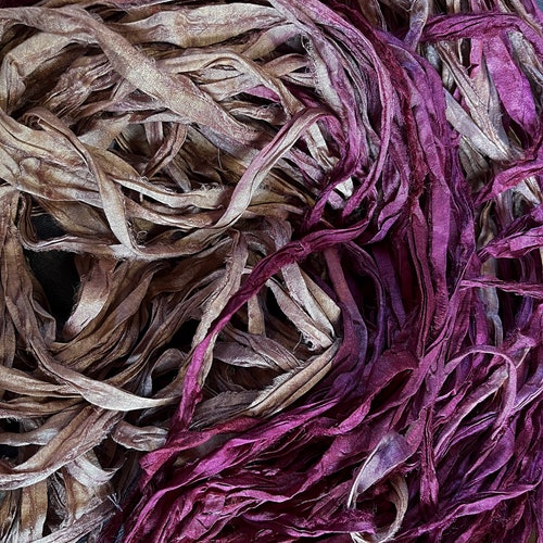 Razzle Dazzle Beet Juice Recycled Sari Silk Ribbon Yarn 5 10 Etsy
