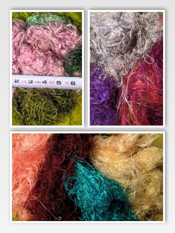 Full Oz Art Fiber FABULOUSNESS! Recycled Sari Silk Fiber for Art Yarn Carding Felting & Spinning SUPERFAST SHIPPING!