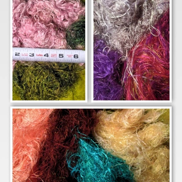 2 Oz Art Fiber FABULOUSNESS! Recycled Sari Silk Fiber for Art Yarn Carding Felting & Spinning SUPERFAST SHIPPING!