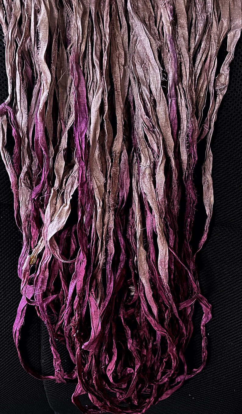 Razzle Dazzle Beet Juice Recycled Sari Silk Ribbon Yarn 5 10 Etsy