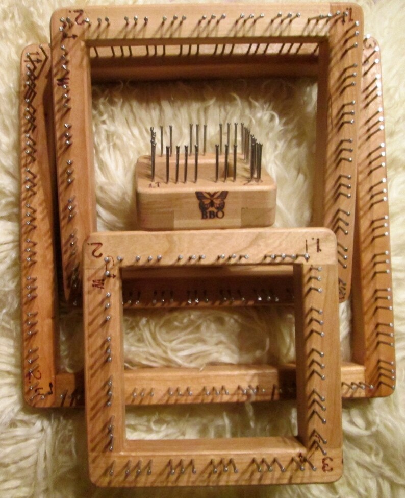 Hardwood Cherry or Walnut Pin Looms Made in USA Square or Etsy Sweden