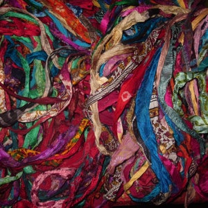 Gorgeous Persian Bazaar Multi Recycled Sari/Chiffon Silk Ribbon 5 10 Yards or Full Skein BOHO Jewelry Making SUPER FAST Shipping image 2