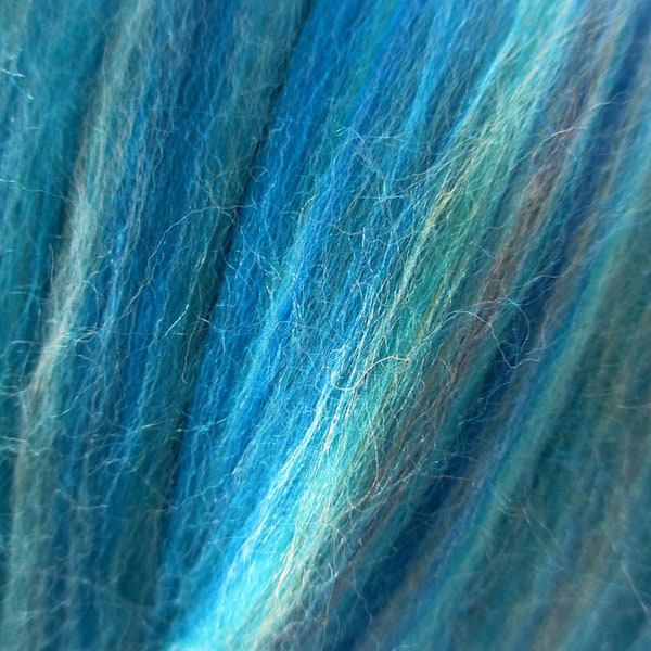 Supersoft & Organic Turquoise Stones Multi MERINO/SILK Sliver Spinning Felting DHG Superfast Shipping!