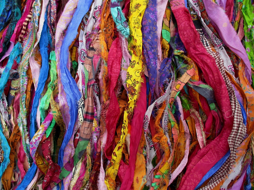 Persian Ribbon Gorgeous Persian Bazaar Multi Recycled Sari/chiffon Silk Ribbon 5 - 10 ...