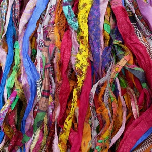 Gorgeous Persian Bazaar Multi Recycled Sari/Chiffon Silk Ribbon 5 - 10 Yards or Full Skein BOHO Jewelry Making SUPER FAST Shipping!