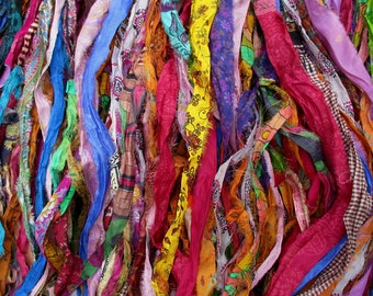 Gorgeous Persian Bazaar Multi Recycled Sari/Chiffon Silk Ribbon 5 - 10 Yards or Full Skein BOHO Jewelry Making SUPER FAST Shipping!