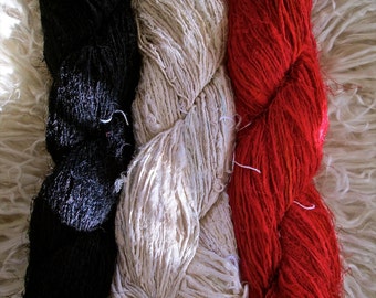 Gorgeous Raw Silk Persian Bazaar Handspun Novelty Yarn 100 - 150 Yards Nubby Thick & Thin BOHO