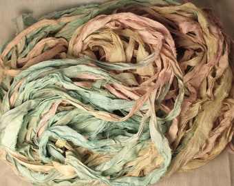 Baby Dreams Recycled Sari Silk Thin Ribbon Yarn 5 Yards Jewelry Weaving Spinning & Mixed Media