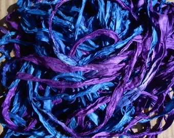 Nightshades Recycled Sari Silk Ribbon Yarn Jewelry Weaving Spinning BOHO SUPER FAST Shipping!