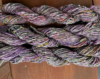 Handspun Newspaper Yarn Lavender Lilac Multiple Uses 18 - 22 Yards Ultimate Upcycle/Recycle!